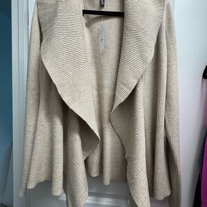 White House Black Market Cream Cardigan Sweater with Shawl Collar